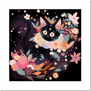 A black cat in Spring Posters and Art